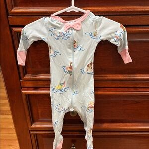 The Beaufort Bonnet Company Swimmer Print Footie with Pink Accents